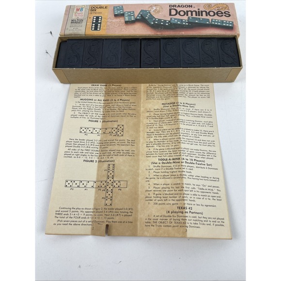 1970 Dragon Double Six Dominoes #4130 28 Pc Made In USA - Picture 13 of 13
